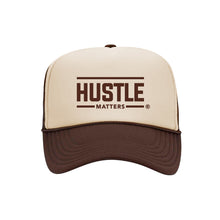 Load image into Gallery viewer, Hustle Matters® Brown/Khaki Trucker Hat
